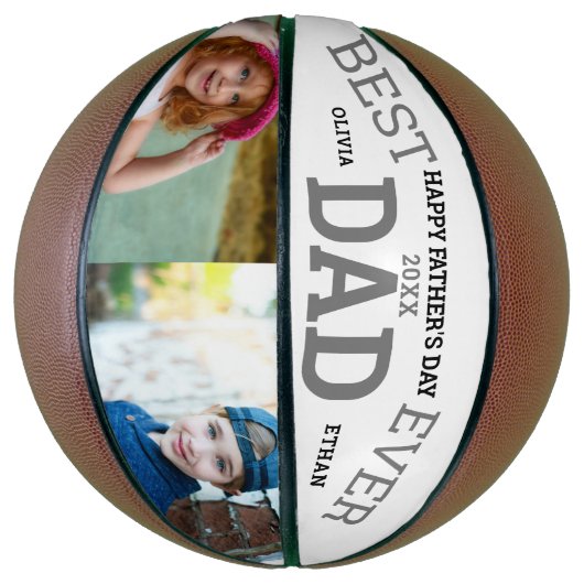 Bester Vater je Vater 2 Foto Individuelle Name Basketball (Vertikal)