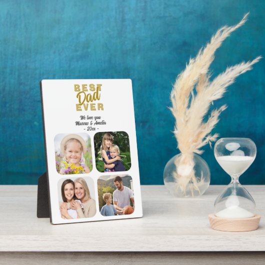 Bester Vater je Vater 4 Familienunternehmen Foto Fotoplatte (Seite)