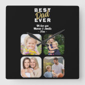Bester Vater je Vater 4 Familienunternehmen Foto Quadratische Wanduhr (Vorderseite)