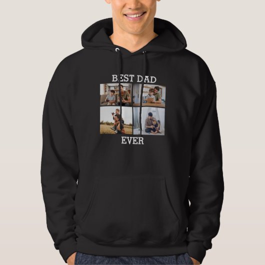 Bester Vater je Vater Daddy Foto Collage Bild Hoodie (Vorderseite)