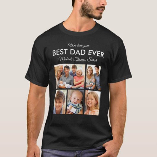 Bester Vater je Vater Familienfoto Collage T-Shirt (Vorderseite)