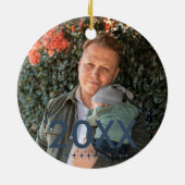 Bester Vater je, Vater hält neues Baby 1-Foto Keramik Ornament (Hinten)