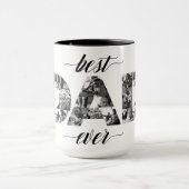 Bester Vater je VATER Schwarz-Weiß-FotoCollage Tasse (Zentrum)