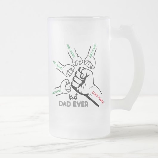 Bester Vater je, Vater von 4, Name des Vaters Mattglas Bierglas (Rechts)