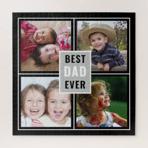 Bester Vater je Vatertag 4 Fotocollage Schwarz Puzzle