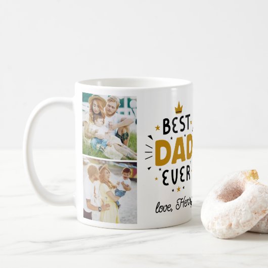 Bester Vater je Vatertag 5 Foto Kaffeetasse (Mit Donut)