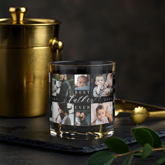 Bester Vater je | Vatertag 8 FotoCollage Whiskyglas
