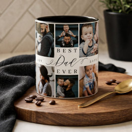 Bester Vater je | Vatertag 8 FotoCollage Zweifarbige Tasse