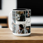 Bester Vater je | Vatertag 8 FotoCollage Zweifarbige Tasse<br><div class="desc">Schick deinem Vater ein schönes personalisiertes Tagesgeschenk, das er schätzen wird. Spezielle personalisierte Familienkollage, um Ihre speziellen Fotos und Erinnerungen der Familie zu zeigen. Unser Design zeichnet sich durch ein einfaches 6-Foto-Collage Grid-Design mit "Best Vater Ever" aus, das in einem schönen, handgeschriebenen schwarzen Skriptstil und Serif-Text-Pairing entworfen wurde. Anpassung mit...</div>