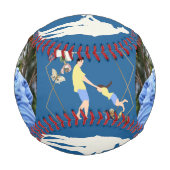 Bester Vater je Vatertag Foto Blau Baseball (Vorderseite)