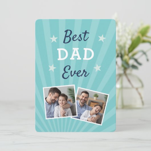 Bester Vater je | Vatertag Foto Karte (Stehend Vorderseite)