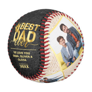 Bester Vater je Vatertag FotoCollage Golden Baseball
