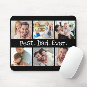 Bester Vater je Vatertag FotoCollage in Black Mousepad