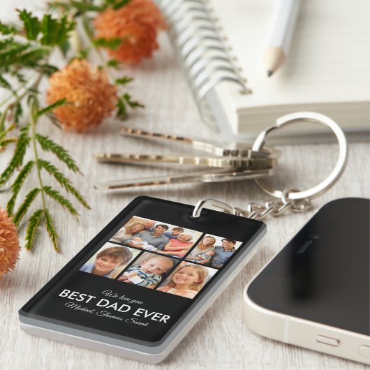 Bester Vater je Vatertag FotoCollage Schlüsselanhänger (Vorderseite rechts)