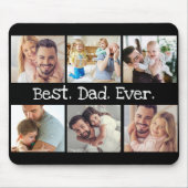 Bester Vater je Vatertag FotoCollage Schwarz Mousepad (Vorne)