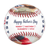 Bester Vater je | Vatertag Fotos & Monogramm Baseball (Rückseite)
