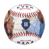 Bester Vater je | Vatertag Fotos & Monogramm Baseball (Vorderseite)