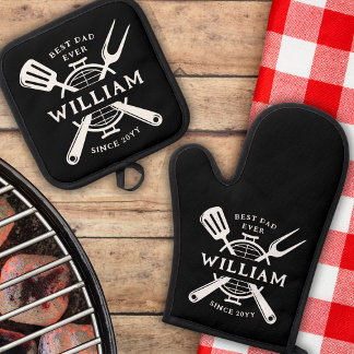Bester Vater je Vatertag GRILLEN Grill Erwachsene Ofenhandschuh & Topflappen-Set