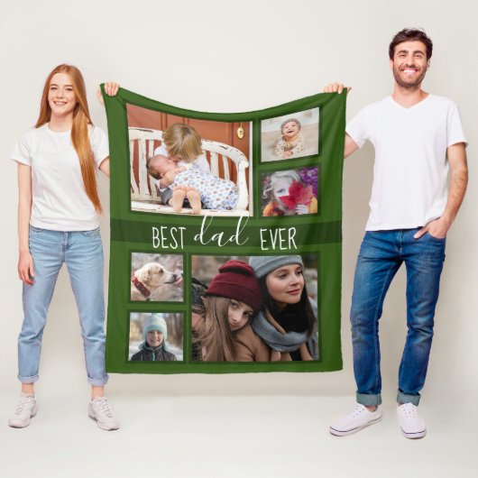 Bester Vater je Vatertag Multi-Foto Grün Fleecedecke (Beispiel)