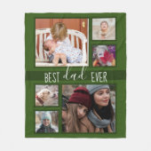Bester Vater je Vatertag Multi-Foto Grün Fleecedecke (Vorderseite)