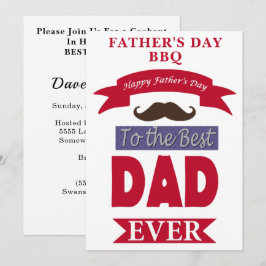 Bester Vater je Vatertag Mustache GRILLEN Party Einladung