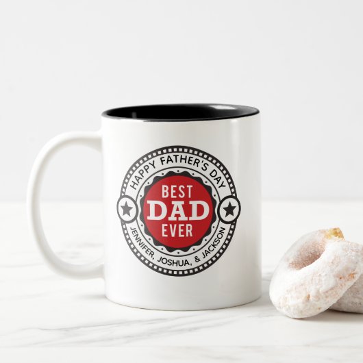 Bester Vater je Vatertag Zweifarbige Tasse (Mit Donut)