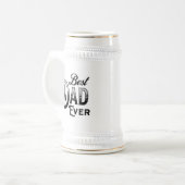 Bester Vater je | Vintager Schwarzweißtext Bierglas (Vorderseite Links)