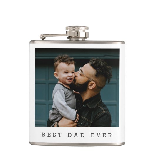 Bester Vater je Volles Foto Vatertag Personalisier Flachmann (Vorderseite)