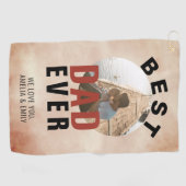 Bester Vater je Wasserfarbe Foto des Vaters Golfhandtuch (Horizontal)