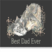 Bester Vater je Wasserfarben Wolf & Cube Zitat Aufkleber (Vorderseite)