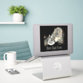 Bester Vater je Wasserfarben Wolf & Cube Zitat Aufkleber (Laptop auf Schreibtisch)