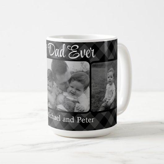 Bester Vater je Weihnachten Klassik Grau Karierte Kaffeetasse (VorderseiteRechts)