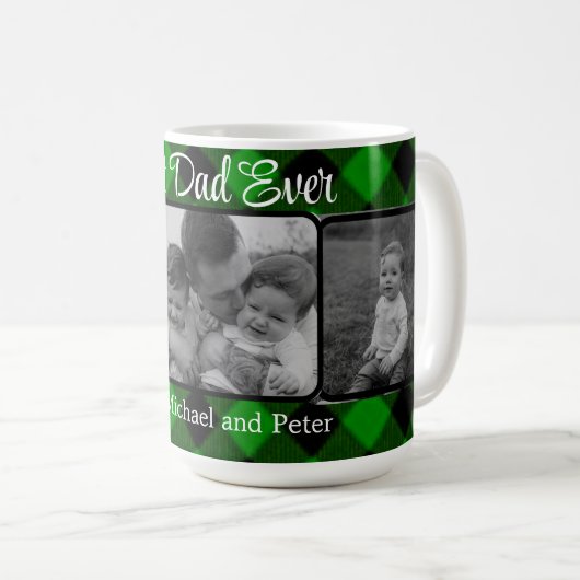Bester Vater je Weihnachten Klassik Grün Kariert Kaffeetasse (VorderseiteRechts)