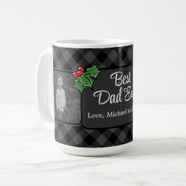 Bester Vater je Weihnachten klassisch grau Kariert Kaffeetasse