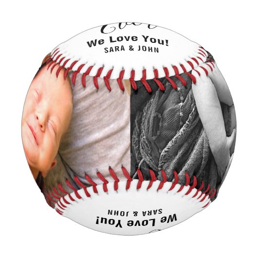 Bester Vater je White Baby 2 Fotos Name Baseball (Vorderseite)