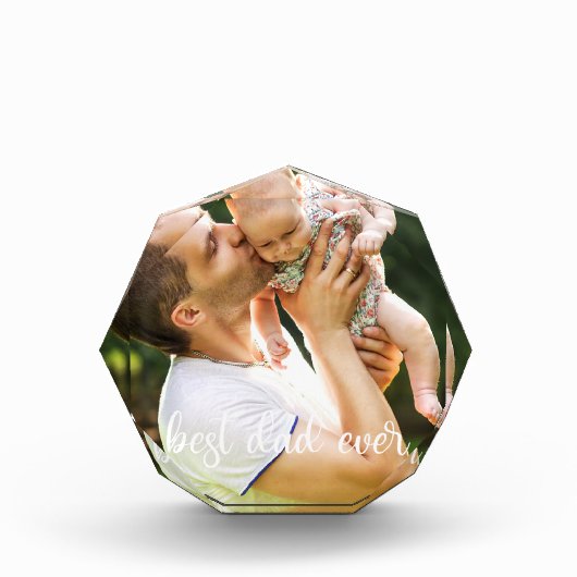 Bester Vater je White Script Vatertag Geschenk Fotoblock (Vorderseite)