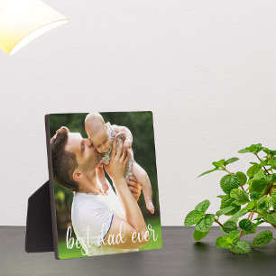 Bester Vater je White Script Vatertag Geschenk Fotoplatte
