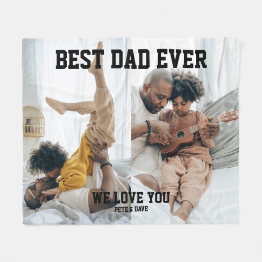 Bester Vater je Wir Liebe Sie Schwarze Typografie Fleecedecke (Vorderseite (Horizontal))