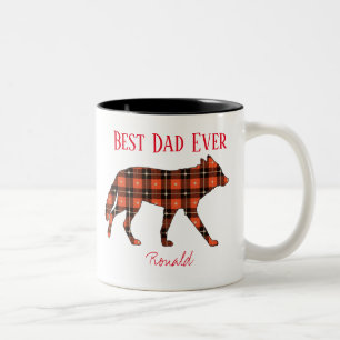 Bester Vater je Wolf Buffalo Kariert Zweifarbige Tasse