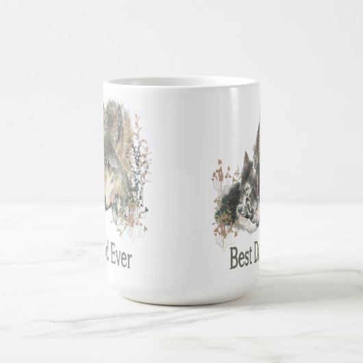 Bester Vater je Wolf Wasserfarbe Tier Ar Kaffeetasse (Mittel)