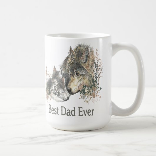 Bester Vater je Wolf Wasserfarbe Tier Ar Kaffeetasse (Rechts)