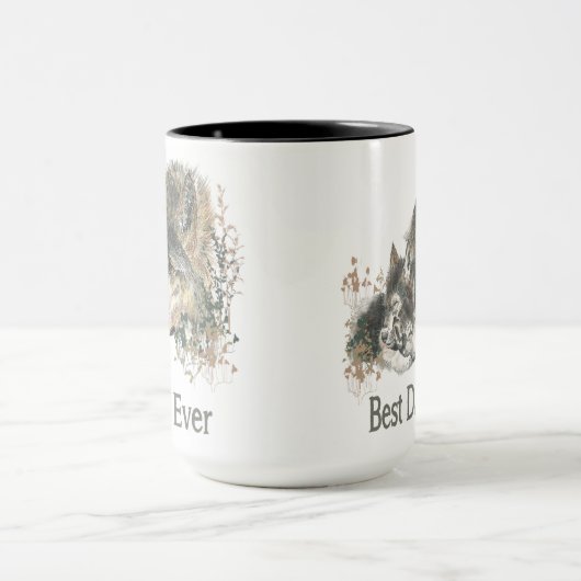 Bester Vater je Wolf Wasserfarbe Tier Ar Tasse (Zentrum)