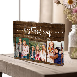 Bester Vater je - Wood Vatertag FotoCollage Fotoblock