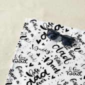Bester Vater je Word Kunst Schwarz-weißer Vater Ta Strandtuch (Beispiel)