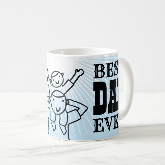Bester Vater je Zitat Blue Typografy Cartoon Vater Kaffeetasse (VorderseiteRechts)