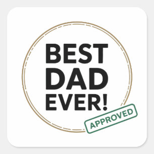 Bester Vater je, Zugelassenes Textdesign Quadratischer Aufkleber