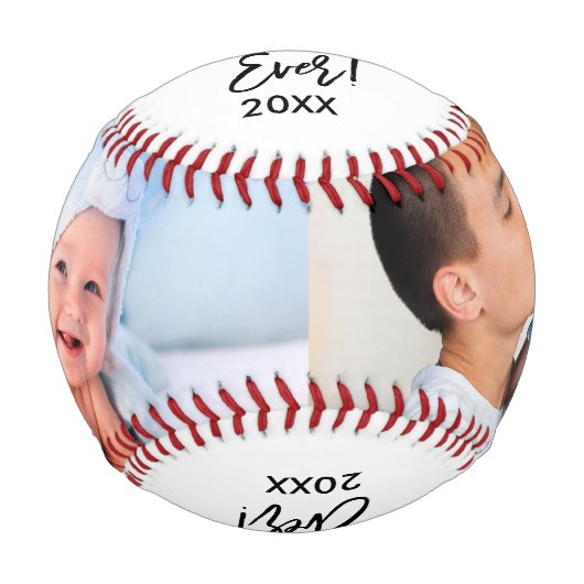 Bester Vater jedes Jahr 2 Foto Brush Script Baseball (Vorderseite)