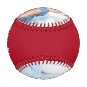 Bester Vater jedes Jahr 2 Foto Pinselschrift rot Baseball (Rückseite)