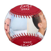 Bester Vater jedes Jahr 2 Foto Pinselschrift rot Baseball (Vorderseite)