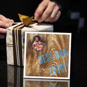 Bester Vater jemals auf Holz gemalt - Fotokarte Feiertagskarte